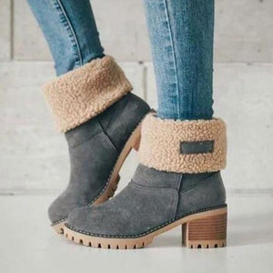 Women's chuky block heel ankle snow boots