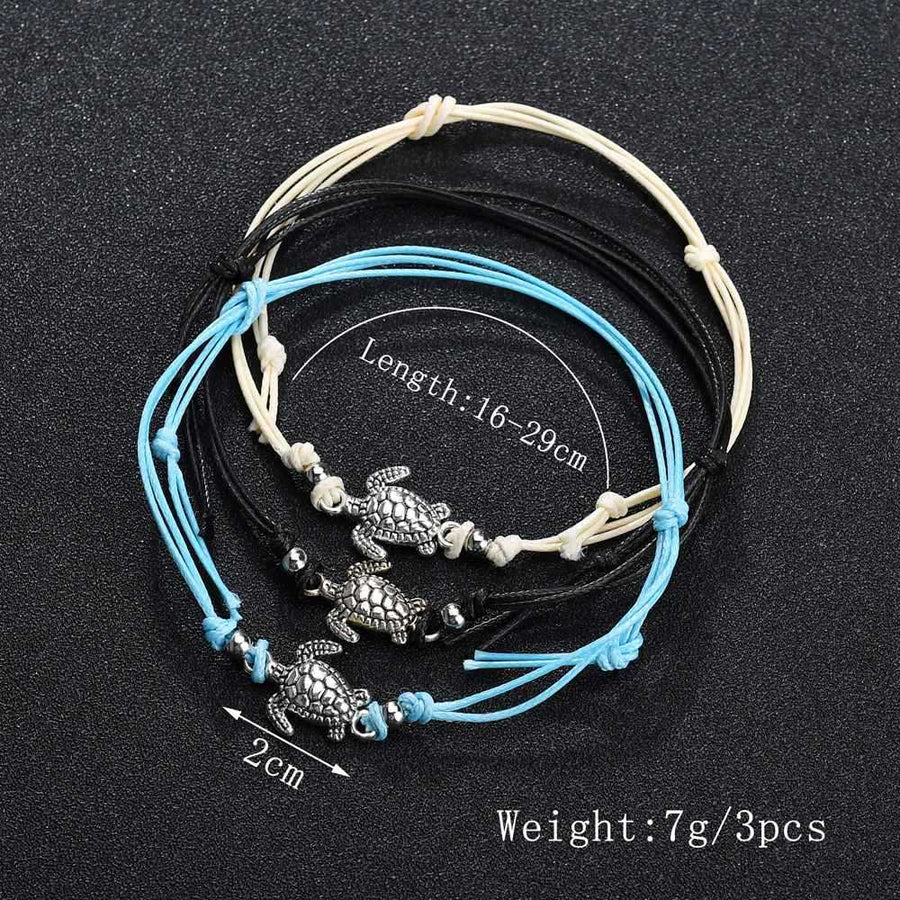 Women summer beach turtle shaped rope string anklets