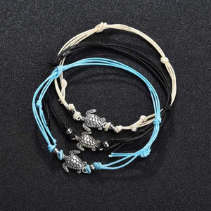 Women summer beach turtle shaped rope string anklets