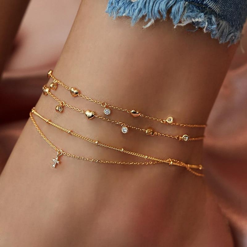 Women summer beach bohemia cute chain anklets