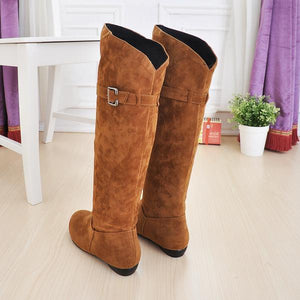 Knee high buckle boots for winter