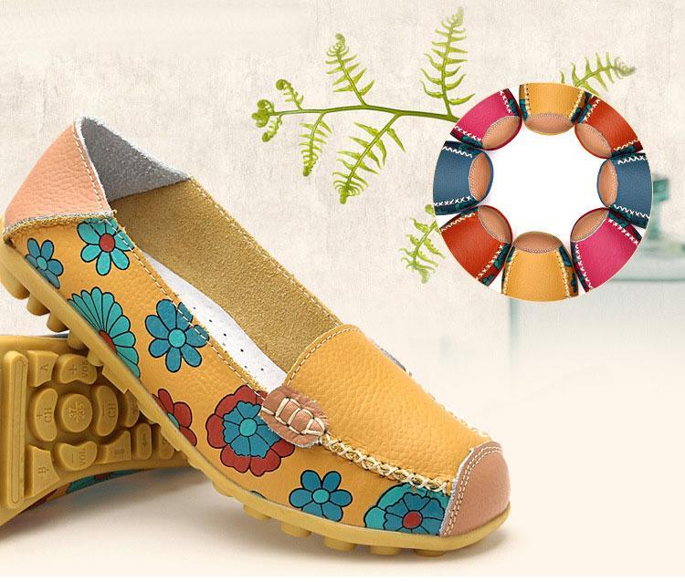 Comfortable Moccasins for Women Floral Printing Slip on Loafers - GetComfyShoes