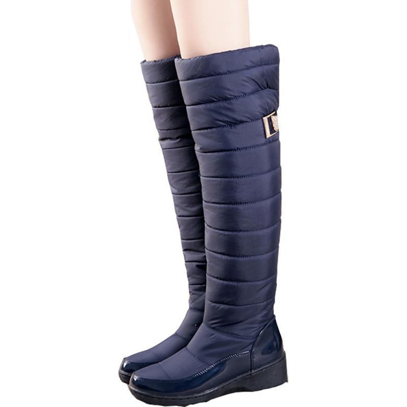 Waterproof Knee High Boots for Women Winter Faux Fur Shoes - GetComfyShoes