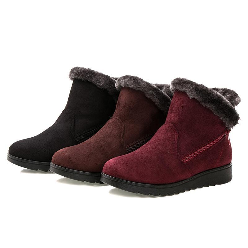 Winter Fur Ankle Boots for Women 3 Colors Non-slip Winter Warm Shoes - GetComfyShoes