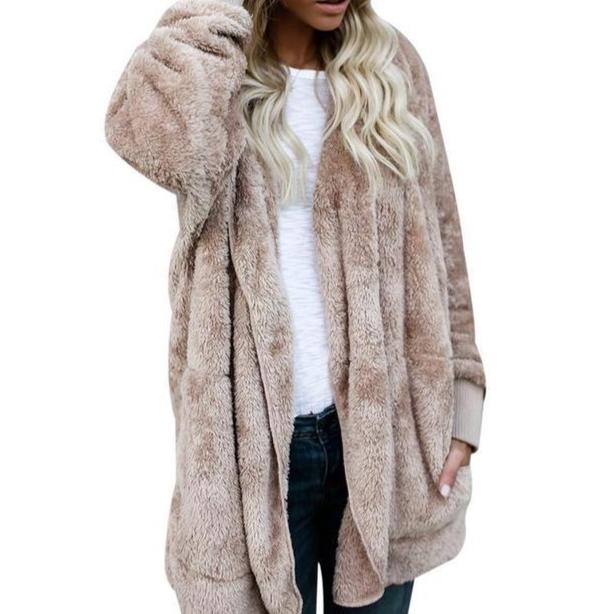 Hooded  Faux Fur Teddy Bear Coat - GetComfyShoes