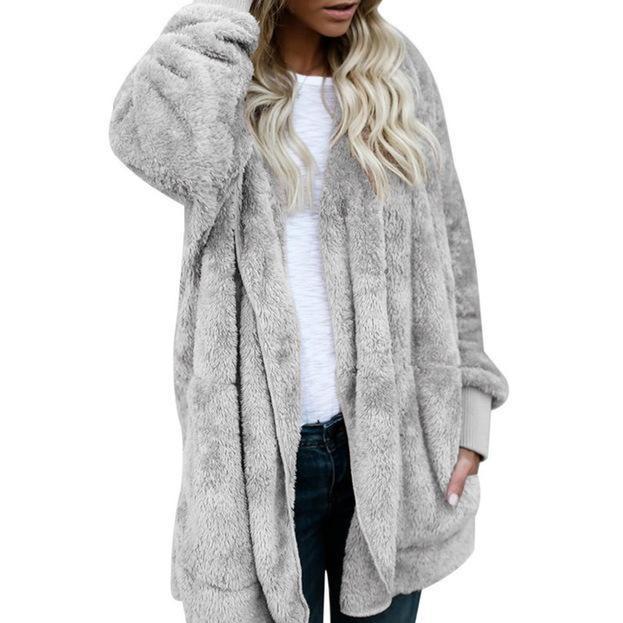 Hooded  Faux Fur Teddy Bear Coat - GetComfyShoes