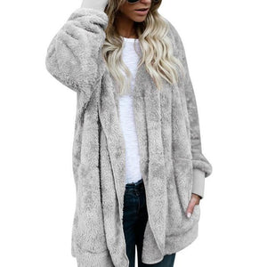 Hooded  Faux Fur Teddy Bear Coat - GetComfyShoes