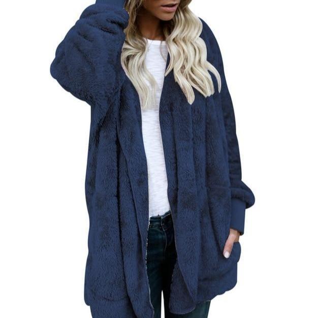 Hooded  Faux Fur Teddy Bear Coat - GetComfyShoes