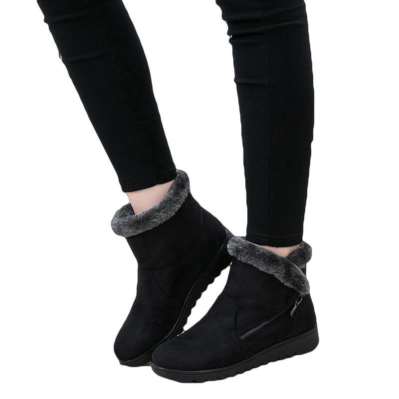 Winter Fur Ankle Boots for Women 3 Colors Non-slip Winter Warm Shoes - GetComfyShoes