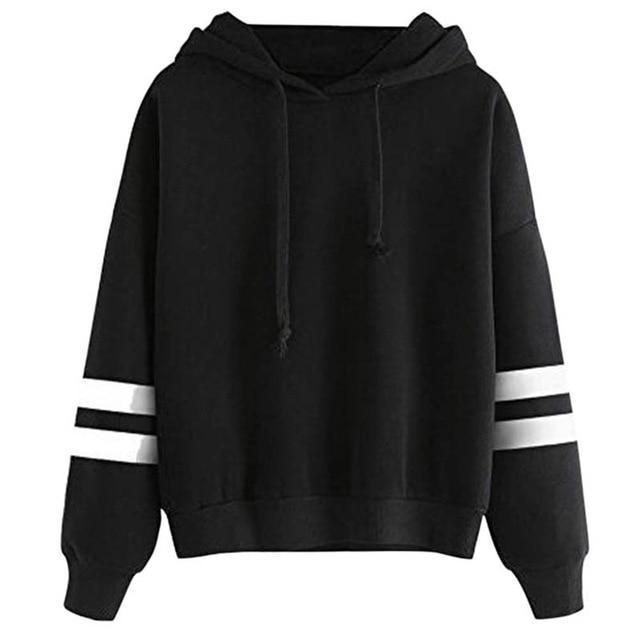 Drawstring Hooded Striped Sweatshirt - GetComfyShoes