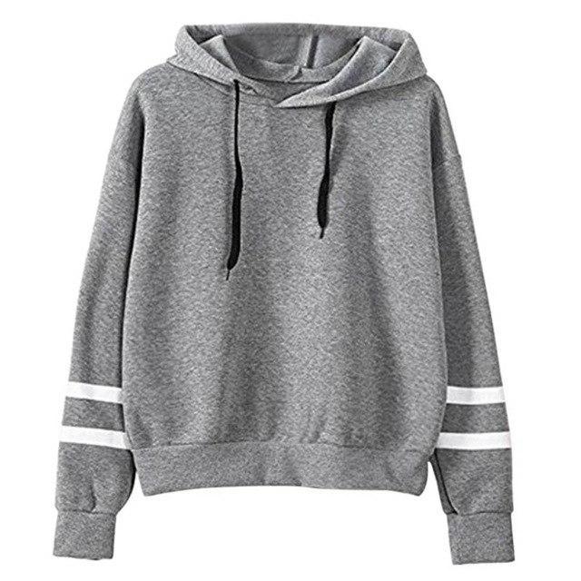 Drawstring Hooded Striped Sweatshirt - GetComfyShoes