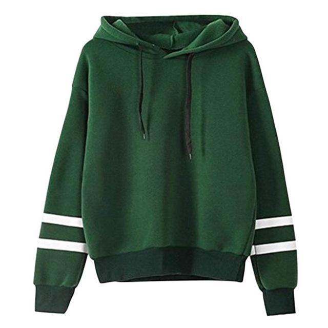 Drawstring Hooded Striped Sweatshirt - GetComfyShoes