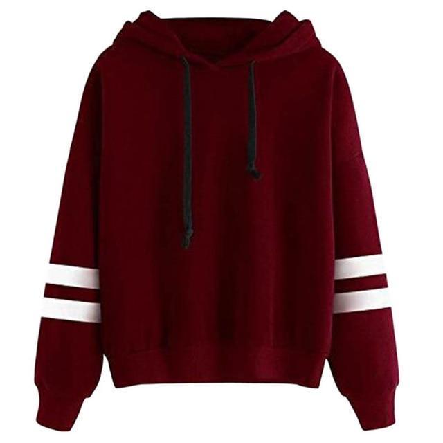 Drawstring Hooded Striped Sweatshirt - GetComfyShoes