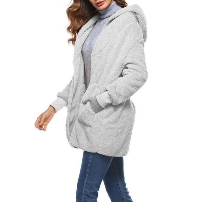 Hooded  Faux Fur Teddy Bear Coat - GetComfyShoes