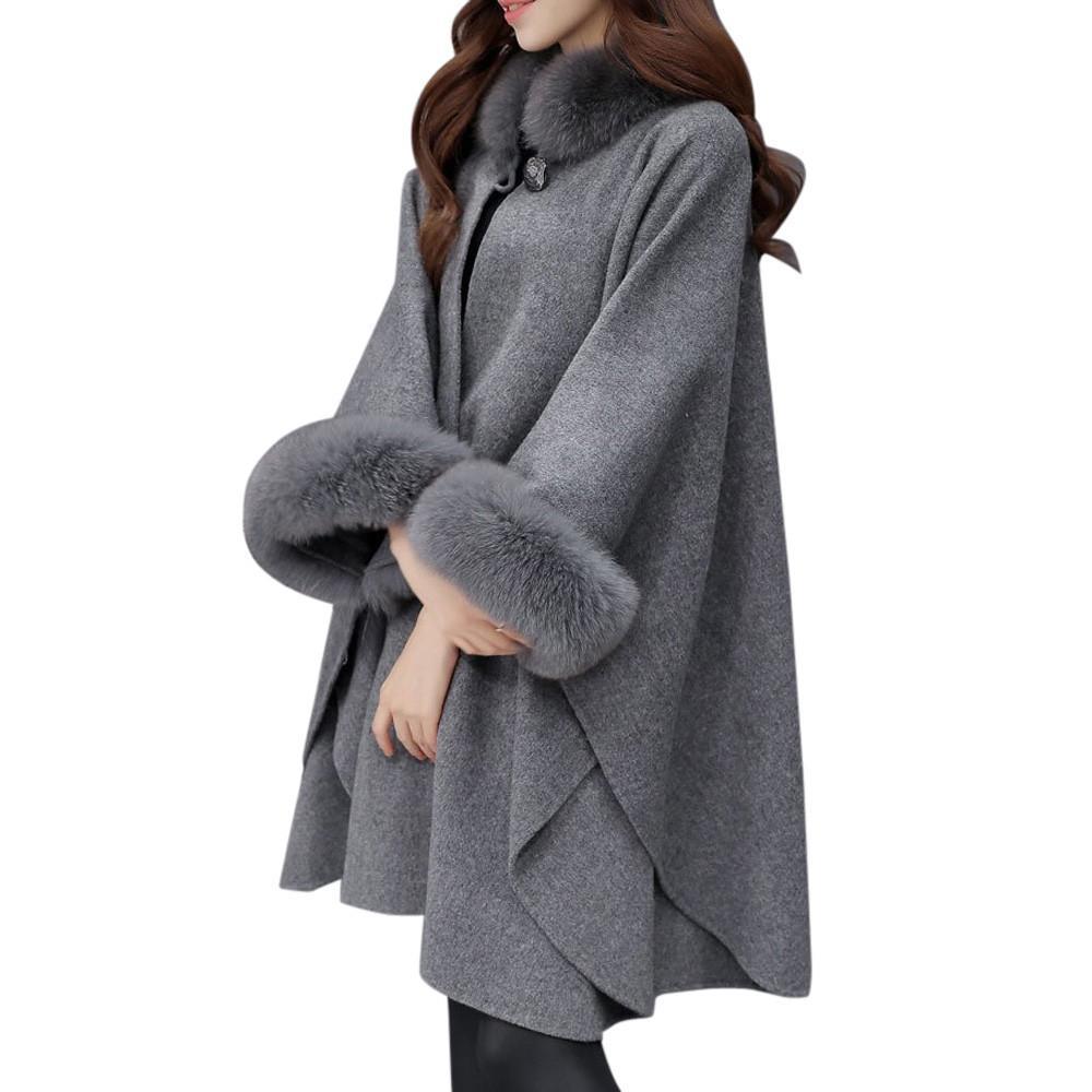 Fashion Woollen Outwear Fur Collar - GetComfyShoes