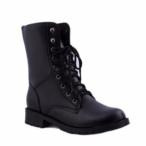 Lace Up Boots for Women Military Army Combat  Black Boots - GetComfyShoes
