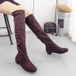 Women Winter Autumn Flat Boots Shoes High Leg Suede Short Long Boots - GetComfyShoes