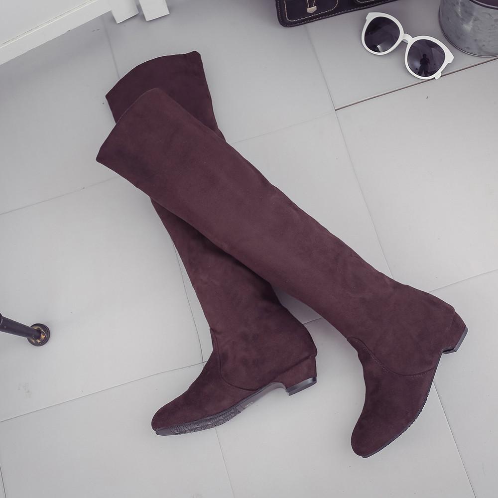 Women Winter Autumn Flat Boots Shoes High Leg Suede Short Long Boots - GetComfyShoes