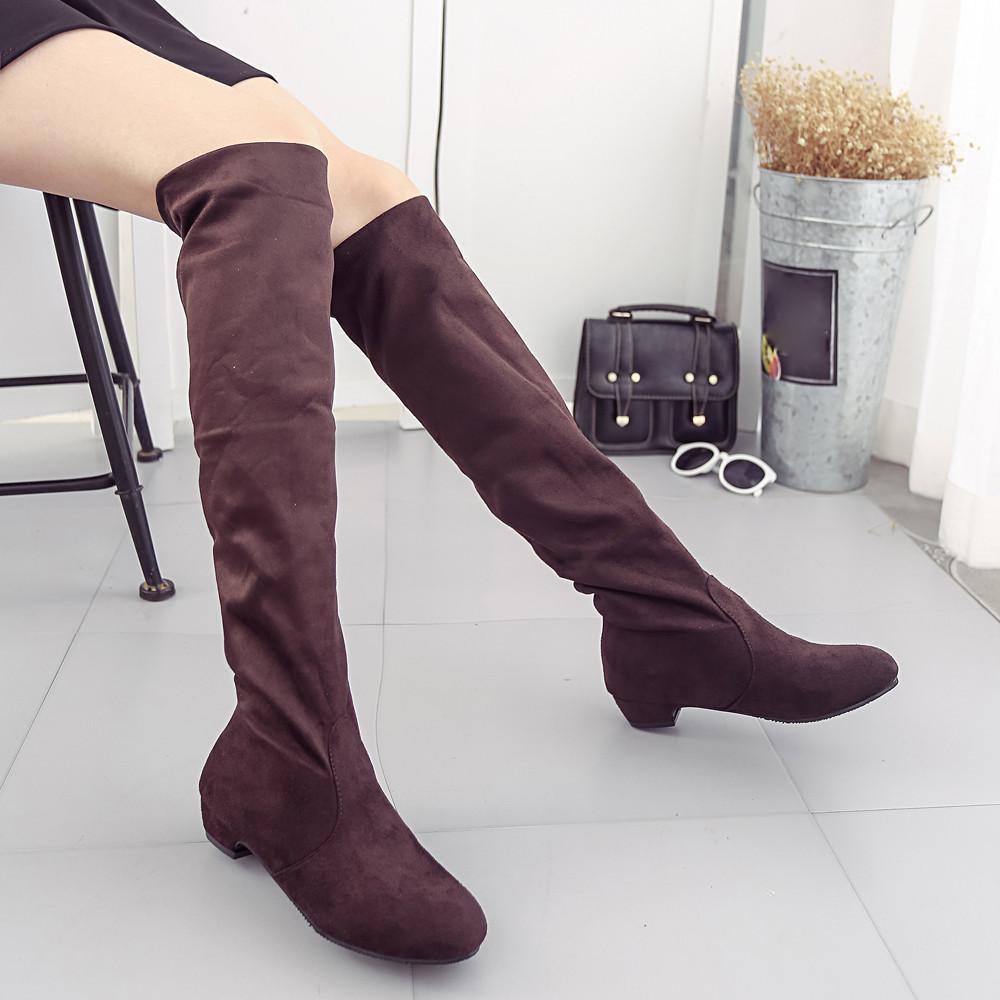 Women Winter Autumn Flat Boots Shoes High Leg Suede Short Long Boots - GetComfyShoes