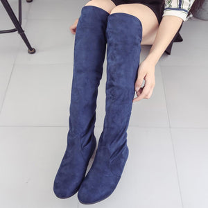 Women Winter Autumn Flat Boots Shoes High Leg Suede Short Long Boots - GetComfyShoes