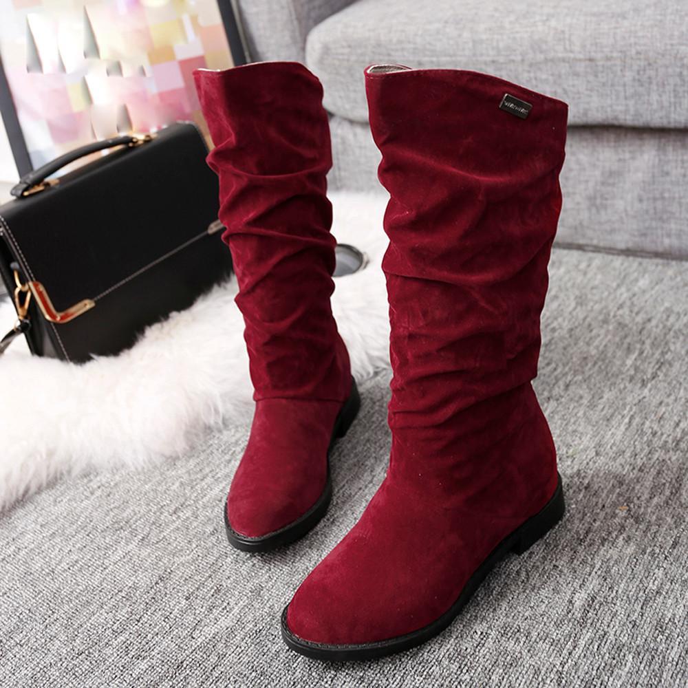 Autumn Winter Stylish Flat Flock Snow Boots - GetComfyShoes