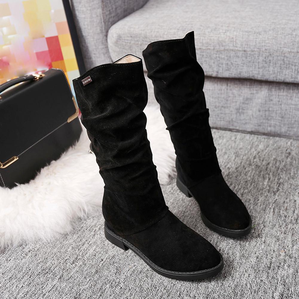 Autumn Winter Stylish Flat Flock Snow Boots - GetComfyShoes