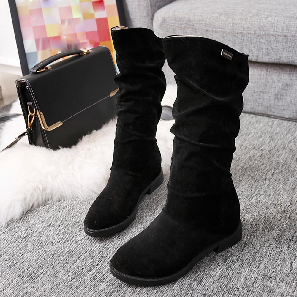 Autumn Winter Stylish Flat Flock Snow Boots - GetComfyShoes