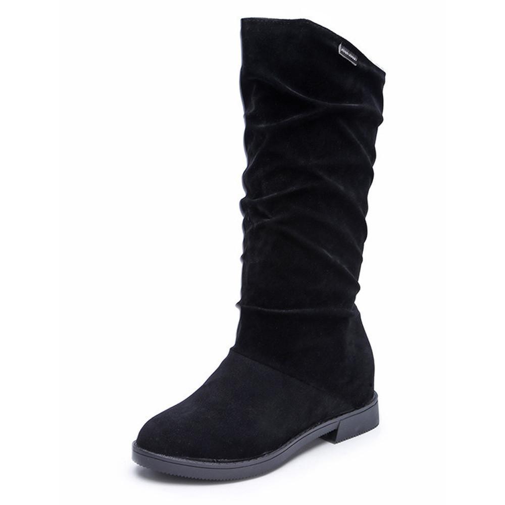 Autumn Winter Stylish Flat Flock Snow Boots - GetComfyShoes