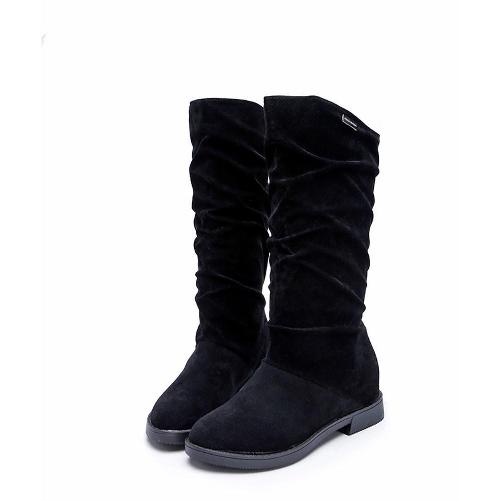 Autumn Winter Stylish Flat Flock Snow Boots - GetComfyShoes