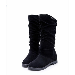 Autumn Winter Stylish Flat Flock Snow Boots - GetComfyShoes