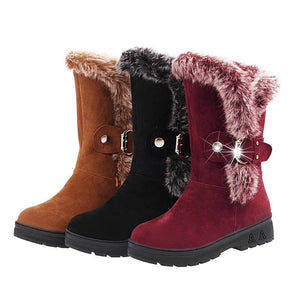 Warm Fur Boots for Women Slip-On Soft Snow Boots - GetComfyShoes