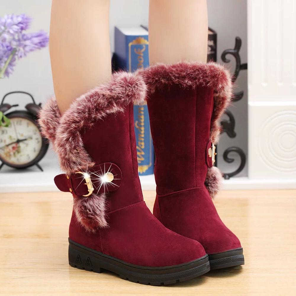 Warm Fur Boots for Women Slip-On Soft Snow Boots - GetComfyShoes