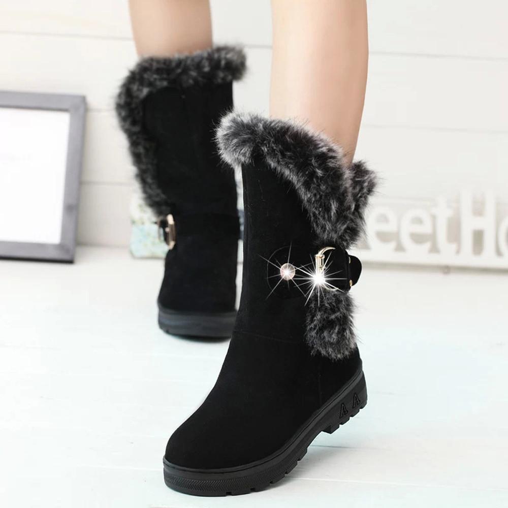 Warm Fur Boots for Women Slip-On Soft Snow Boots - GetComfyShoes