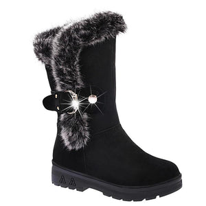 Warm Fur Boots for Women Slip-On Soft Snow Boots - GetComfyShoes