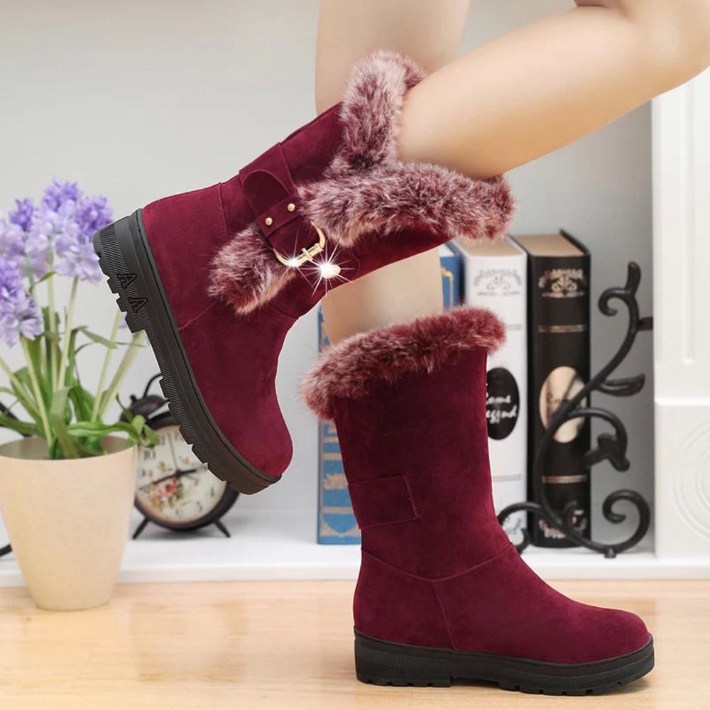 Warm Fur Boots for Women Slip-On Soft Snow Boots - GetComfyShoes