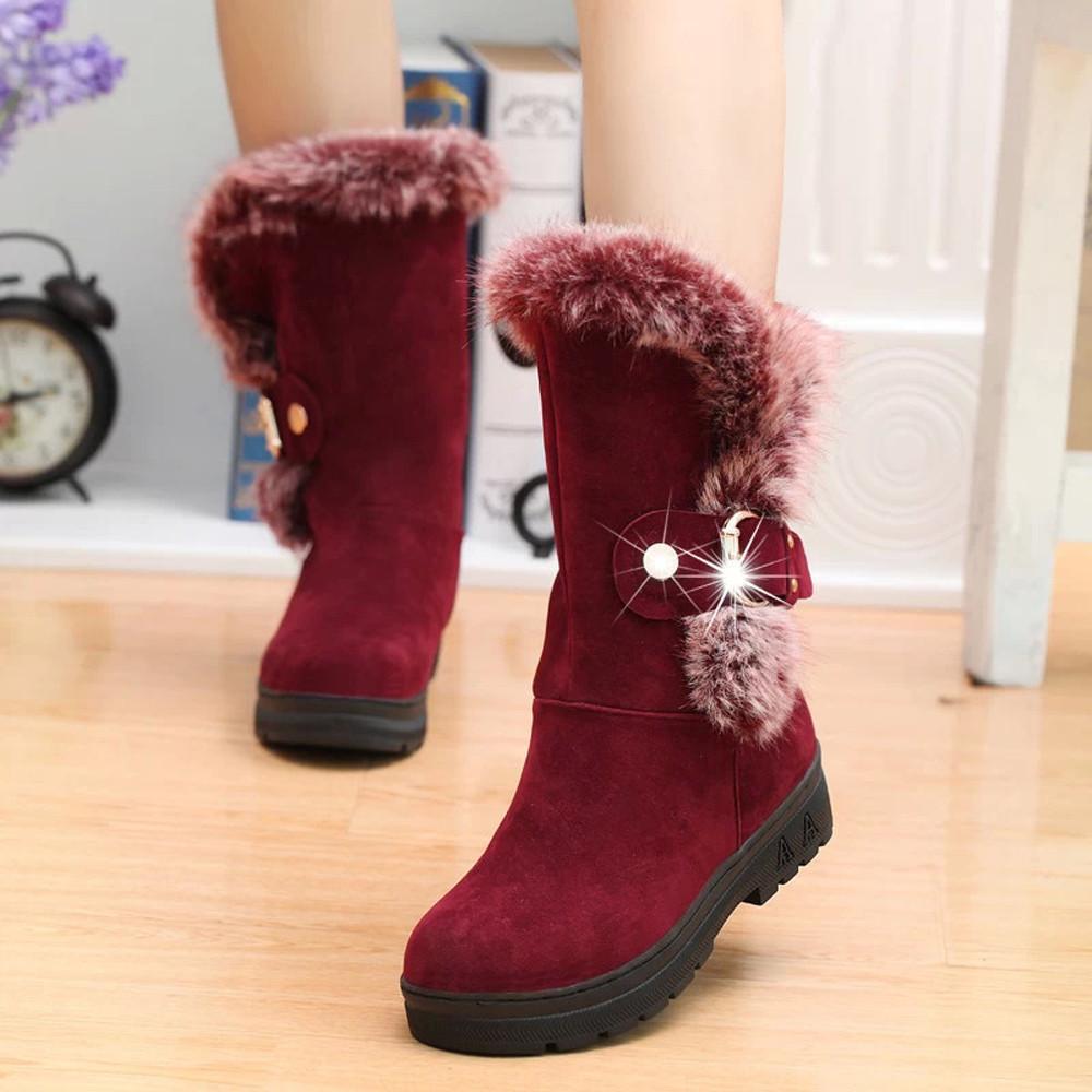 Warm Fur Boots for Women Slip-On Soft Snow Boots - GetComfyShoes