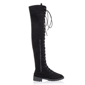 Winter Lace Up Boots for Women Over The Knee Zipper Boots - GetComfyShoes