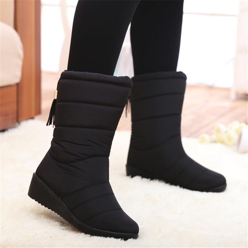 Waterproof Mid-Calf Boots for Women Warm Fur Shoes for Winter - GetComfyShoes