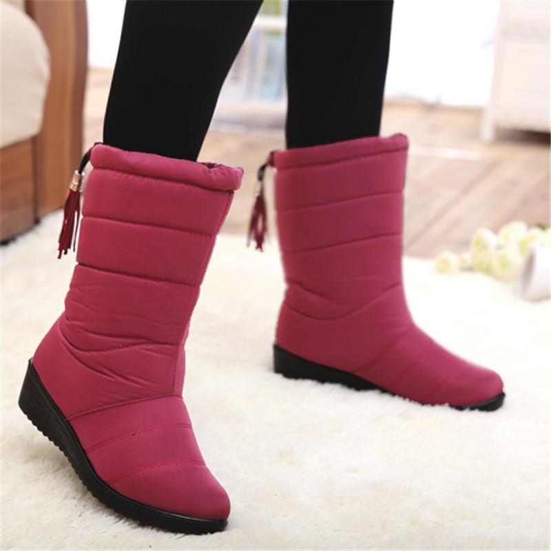 Waterproof Mid-Calf Boots for Women Warm Fur Shoes for Winter - GetComfyShoes