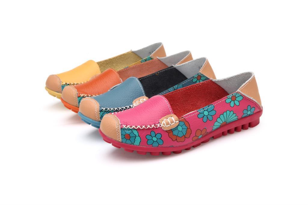 Comfortable Moccasins for Women Floral Printing Slip on Loafers - GetComfyShoes