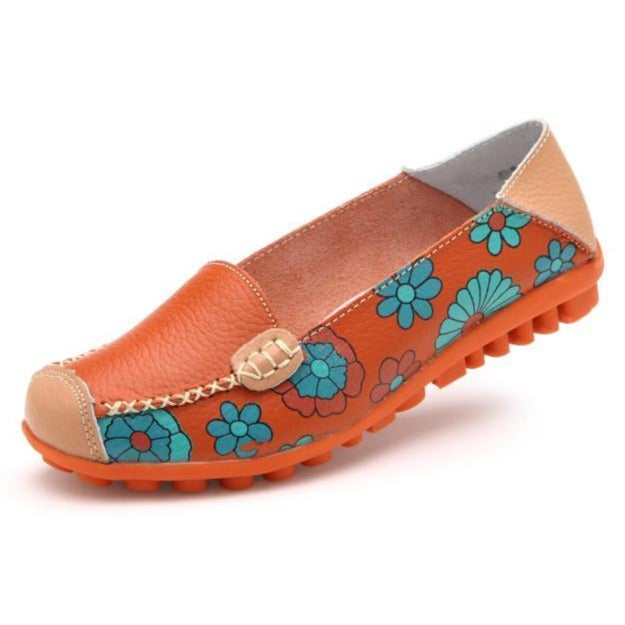 Comfortable Moccasins for Women Floral Printing Slip on Loafers - GetComfyShoes