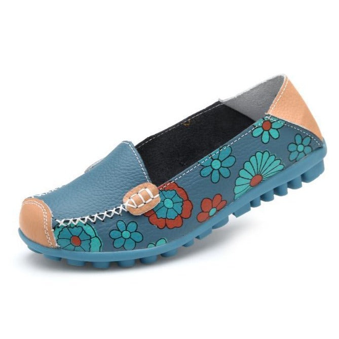 Comfortable Moccasins for Women Floral Printing Slip on Loafers - GetComfyShoes