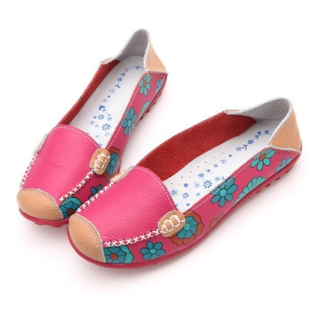 Comfortable Moccasins for Women Floral Printing Slip on Loafers - GetComfyShoes