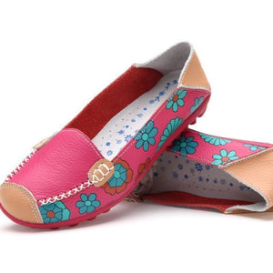 Comfortable Moccasins for Women Floral Printing Slip on Loafers - GetComfyShoes