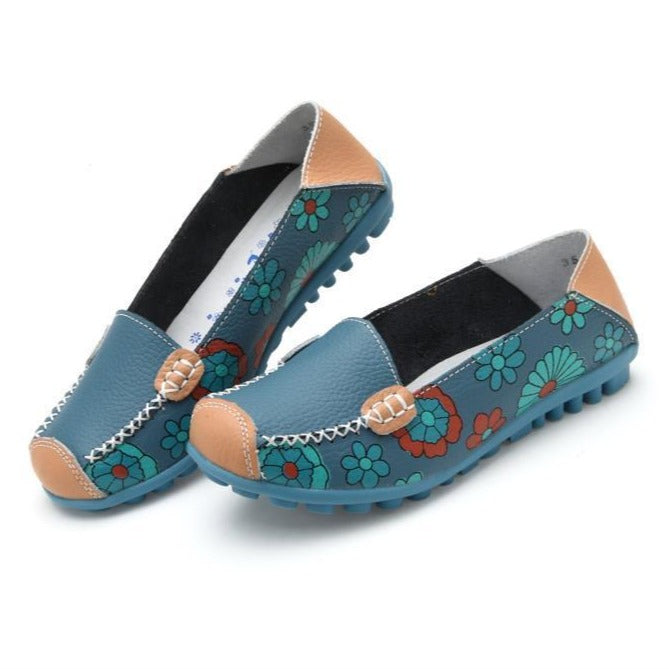 Comfortable Moccasins for Women Floral Printing Slip on Loafers - GetComfyShoes