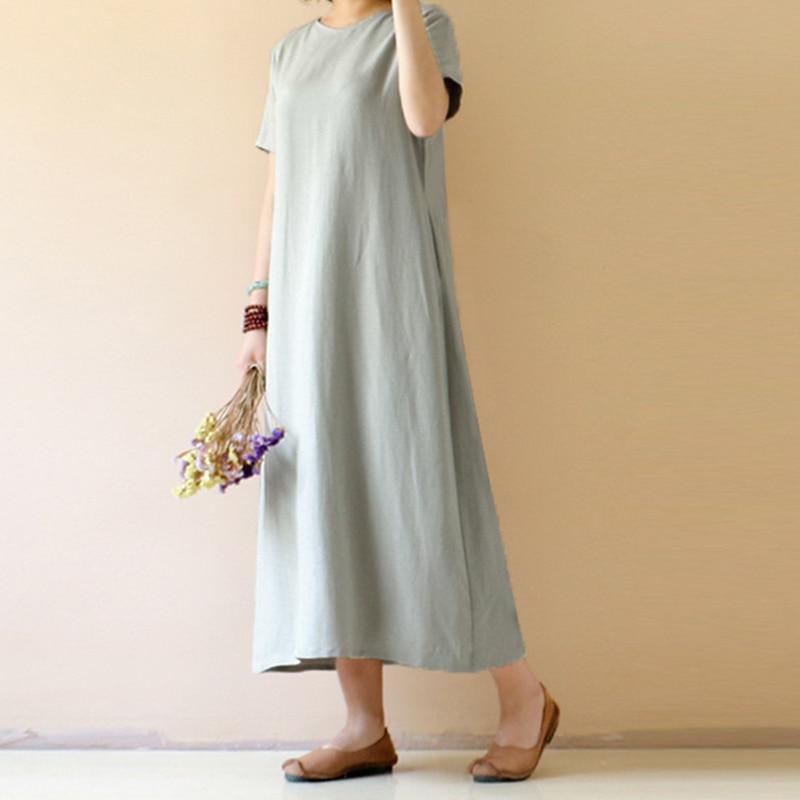 Casual Cotton Linen Dress - GetComfyShoes