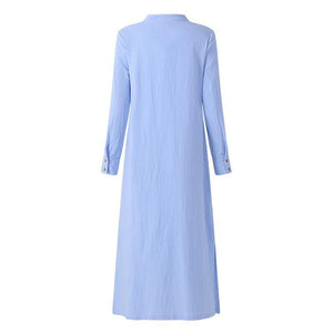 Loose Long Sleeve Split Maxi Dress - GetComfyShoes