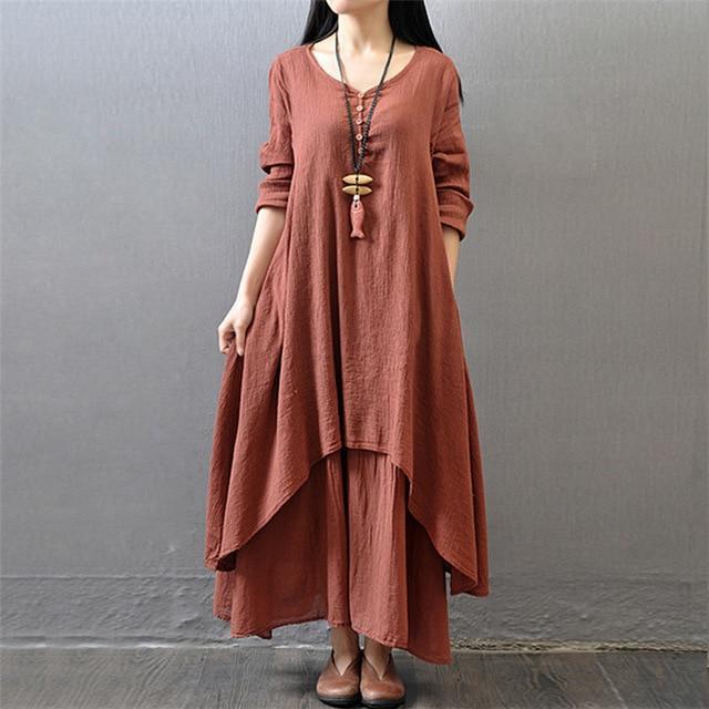 Cotton Linen Elegant Maxi Dress - GetComfyShoes