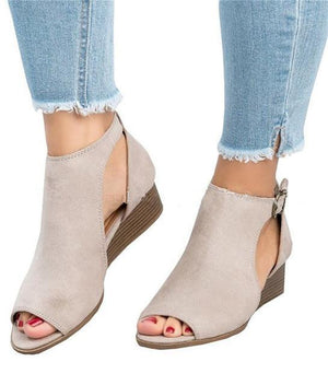 Woman wedge heels sandals chunky mid high heel summer peep toe sandals