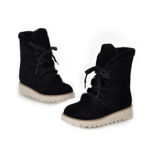 Lace up Warm Fur Platform Winter Boots - GetComfyShoes